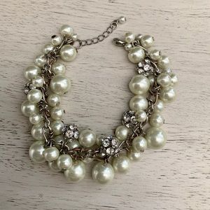 Pearl and silver rhinestone bracelet
